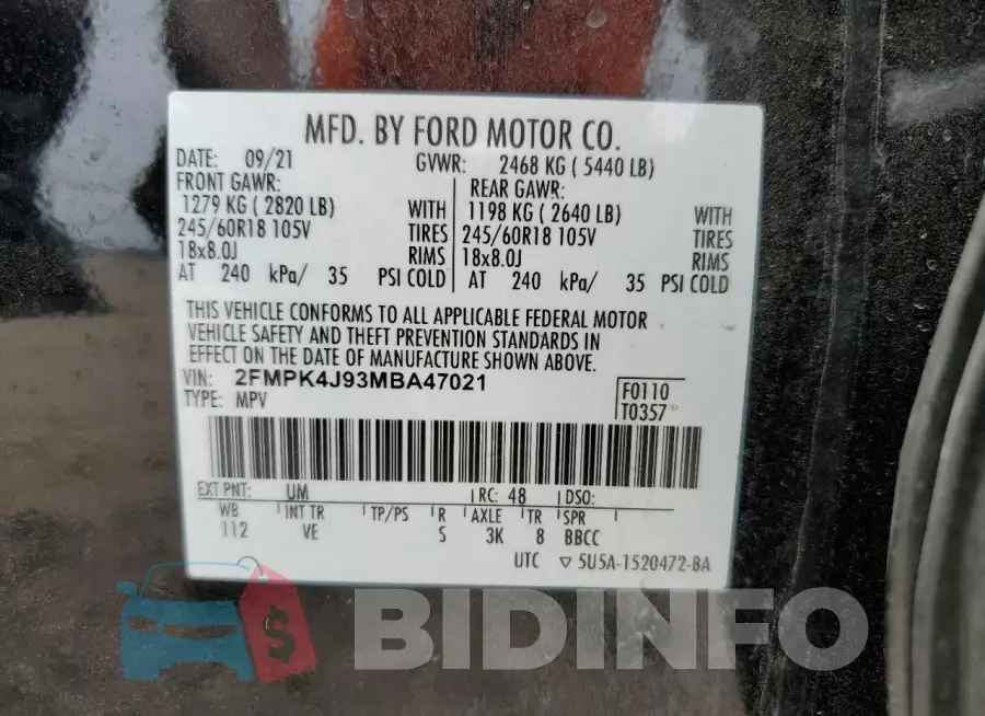 2FMPK4J93MBA47021 Photo# 14