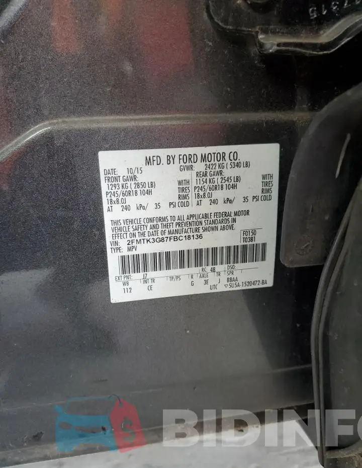 2FMTK3G87FBC18136 Photo# 13