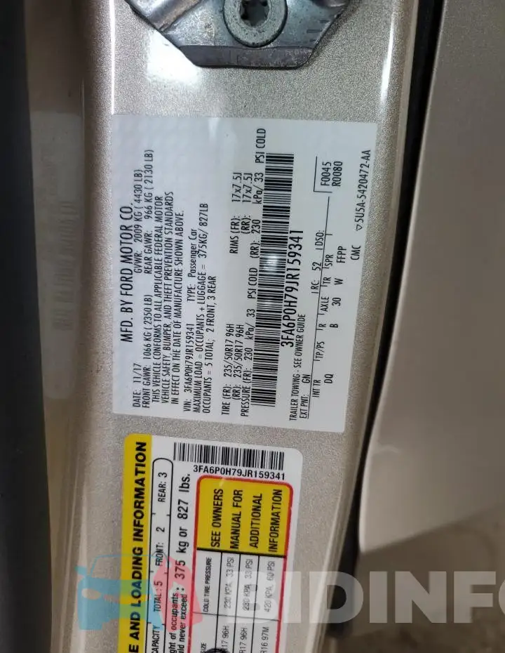 3FA6P0H79JR159341 Photo# 13