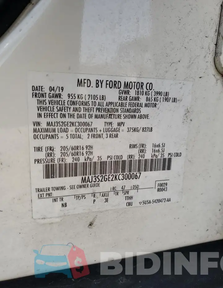 MAJ3S2GE2KC300067 Photo# 13