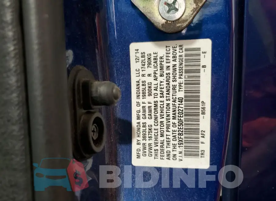 19XFB2E50FE027140 Photo# 12