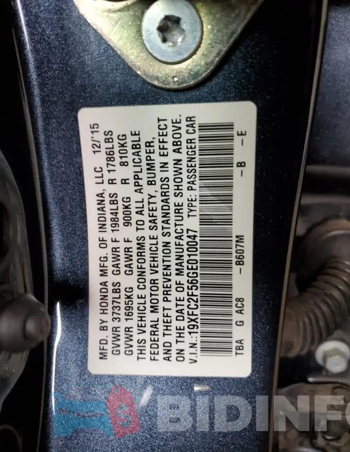 19XFC2F56GE010047 Photo# 12