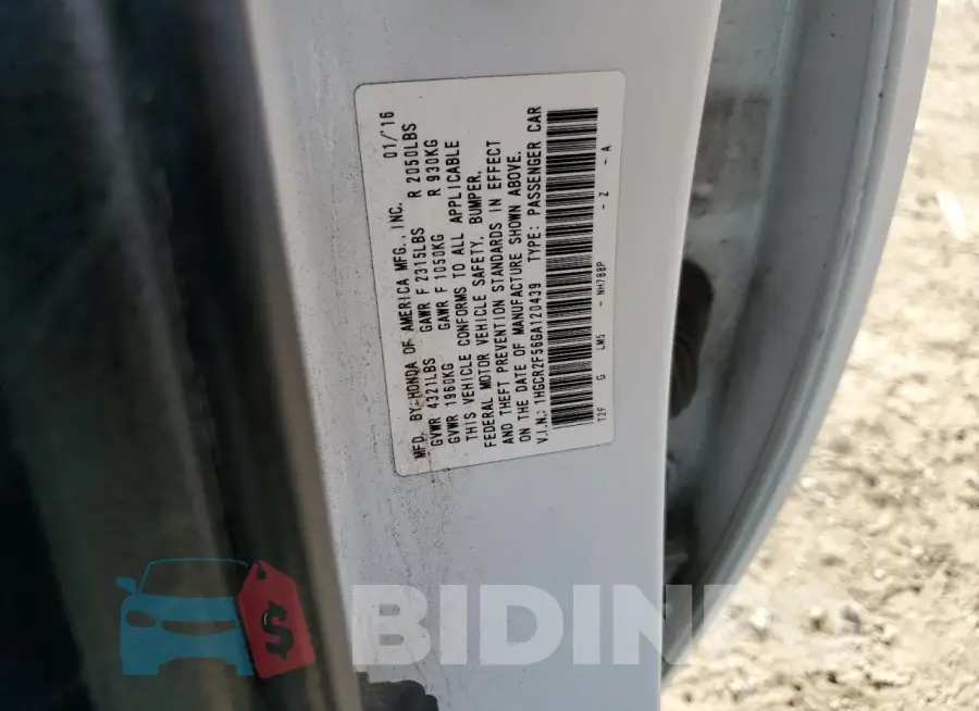 1HGCR2F56GA120439 Photo# 12
