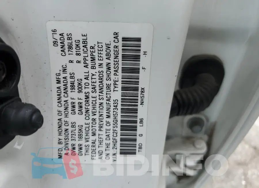 2HGFC2F55GH573435 Photo# 12