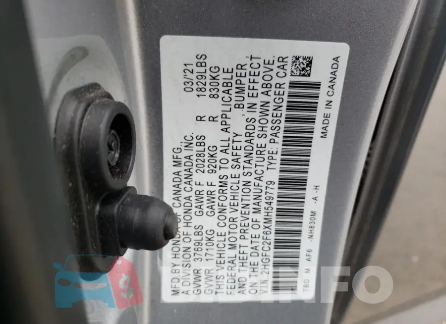 2HGFC2F6XMH549779 Photo# 13