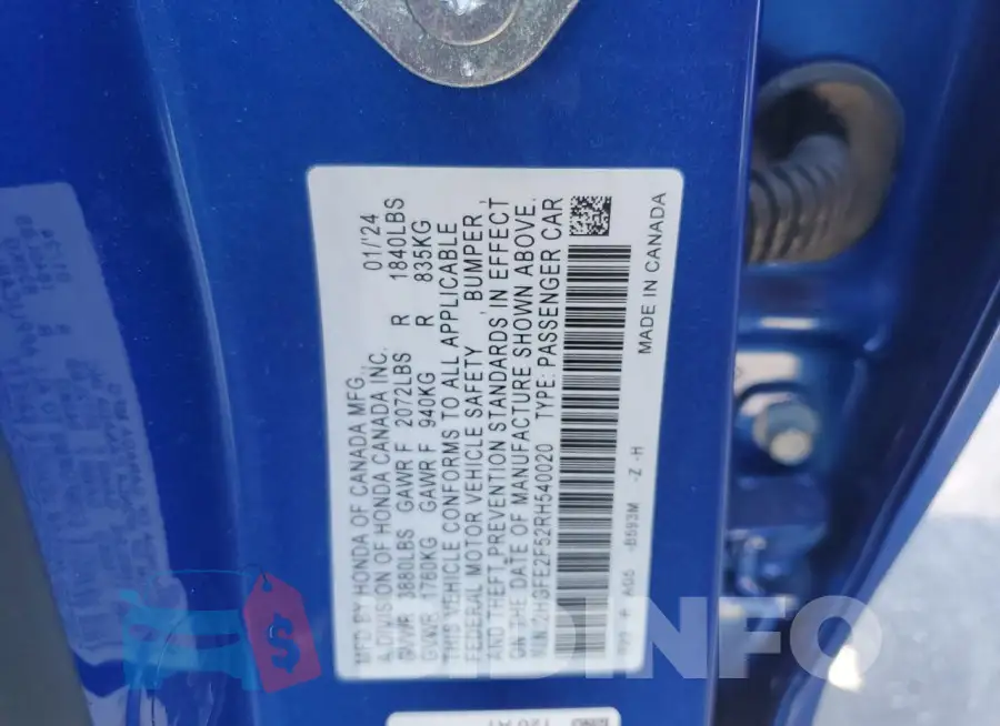 2HGFE2F52RH540020 Photo# 12