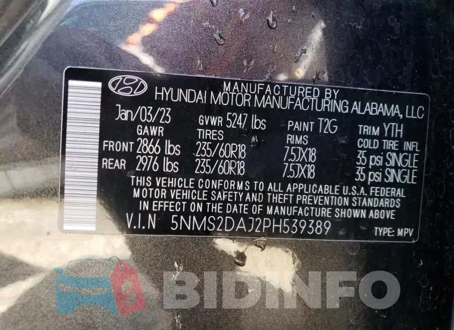5NMS2DAJ2PH539389 Photo# 13