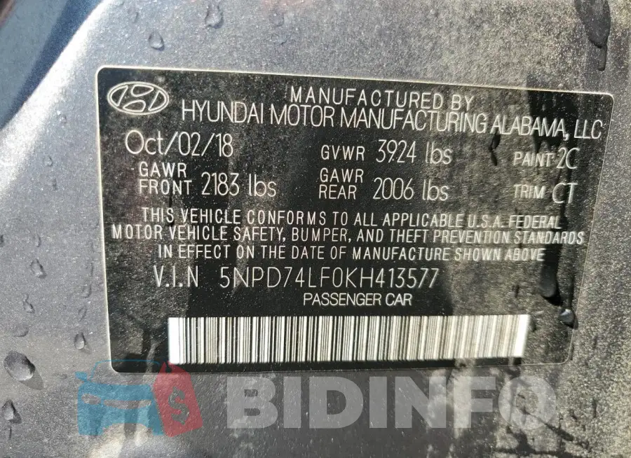 5NPD74LF0KH413577 Photo# 12