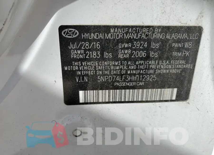 5NPD74LF3HH112925 Photo# 12