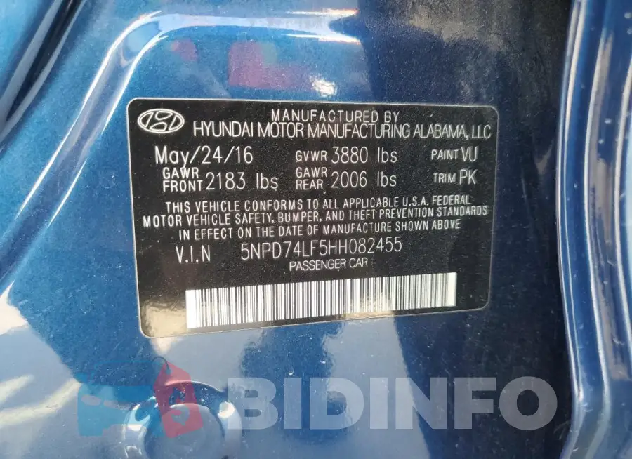 5NPD74LF5HH082455 Photo# 12