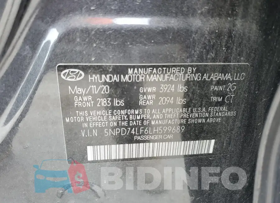 5NPD74LF6LH599689 Photo# 12