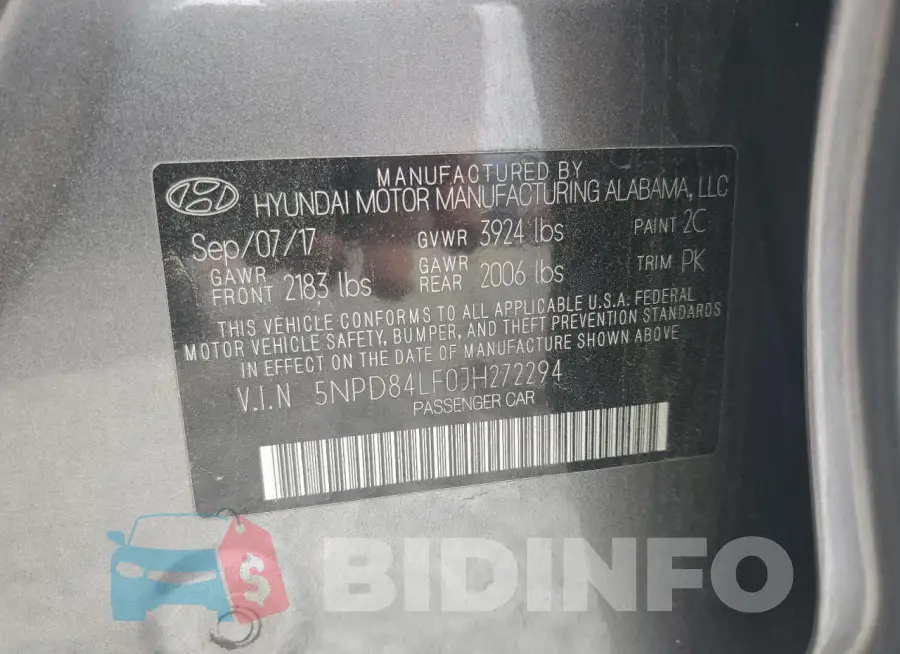 5NPD84LF0JH272294 Photo# 12