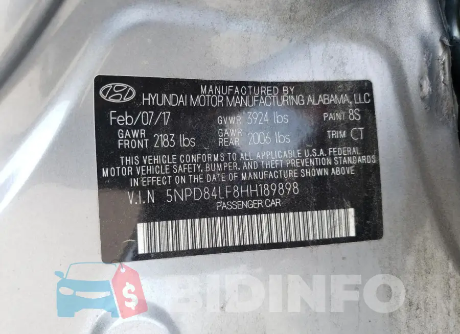 5NPD84LF8HH189898 Photo# 12
