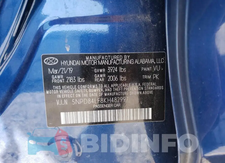 5NPD84LF8KH482997 Photo# 12