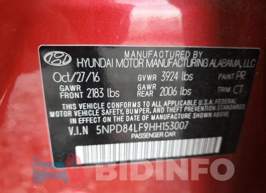 5NPD84LF9HH153007 Photo# 12