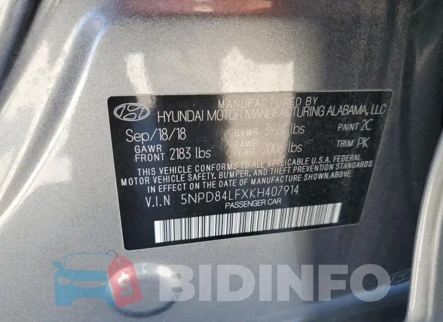 5NPD84LFXKH407914 Photo# 12
