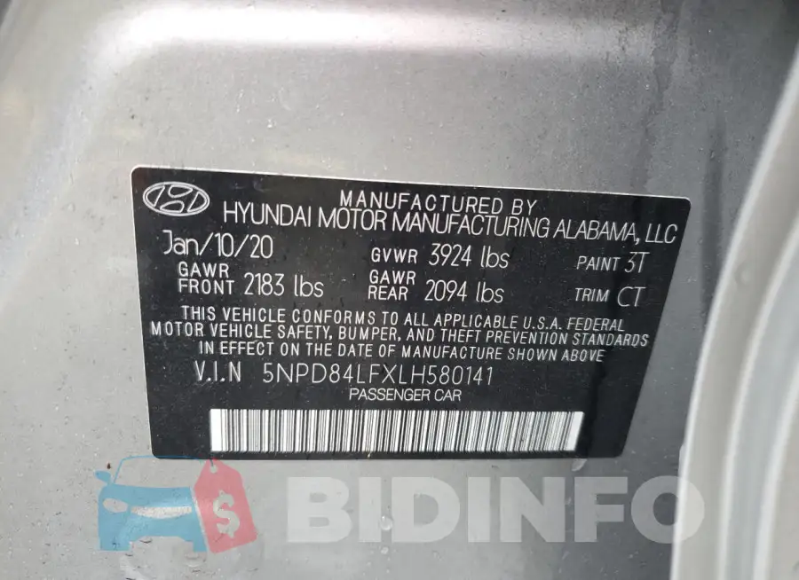 5NPD84LFXLH580141 Photo# 12