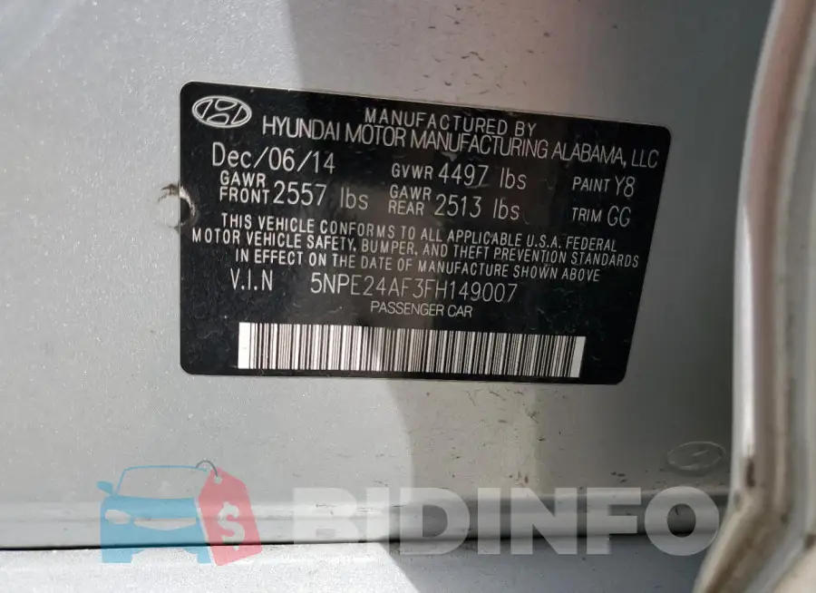 5NPE24AF3FH149007 Photo# 12