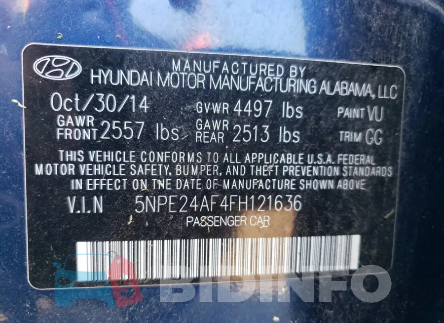 5NPE24AF4FH121636 Photo# 12