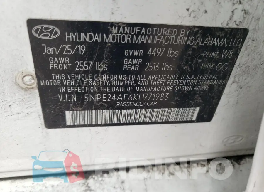 5NPE24AF6KH771983 Photo# 12