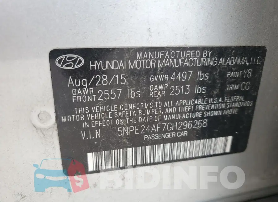 5NPE24AF7GH296268 Photo# 12