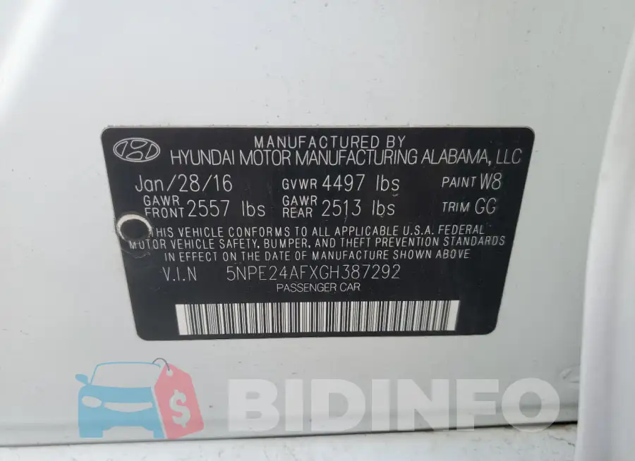 5NPE24AFXGH387292 Photo# 13