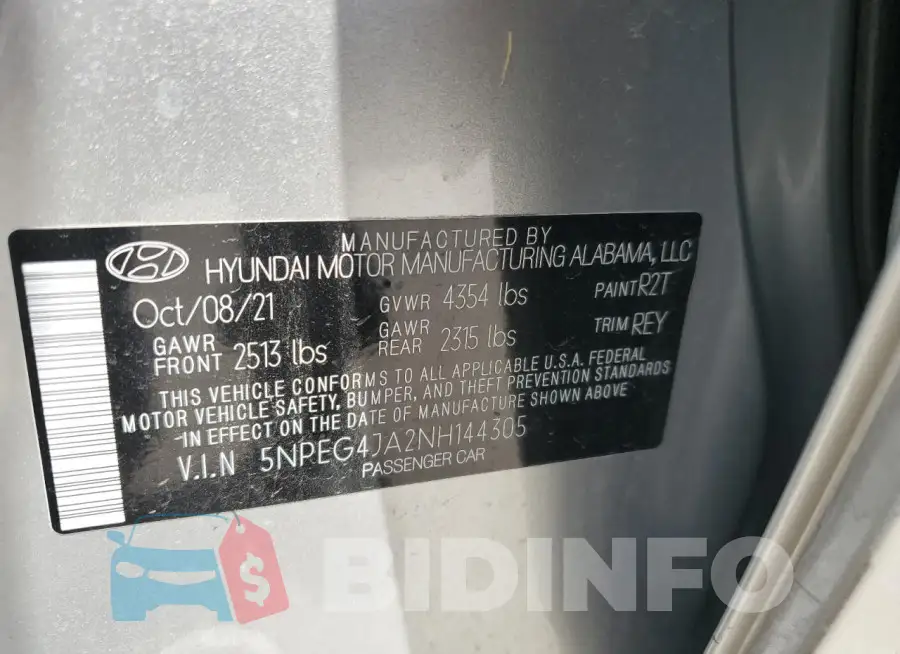 5NPEG4JA2NH144305 Photo# 12