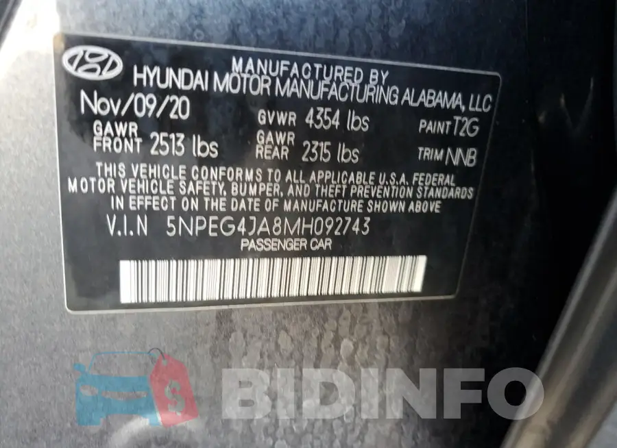 5NPEG4JA8MH092743 Photo# 12