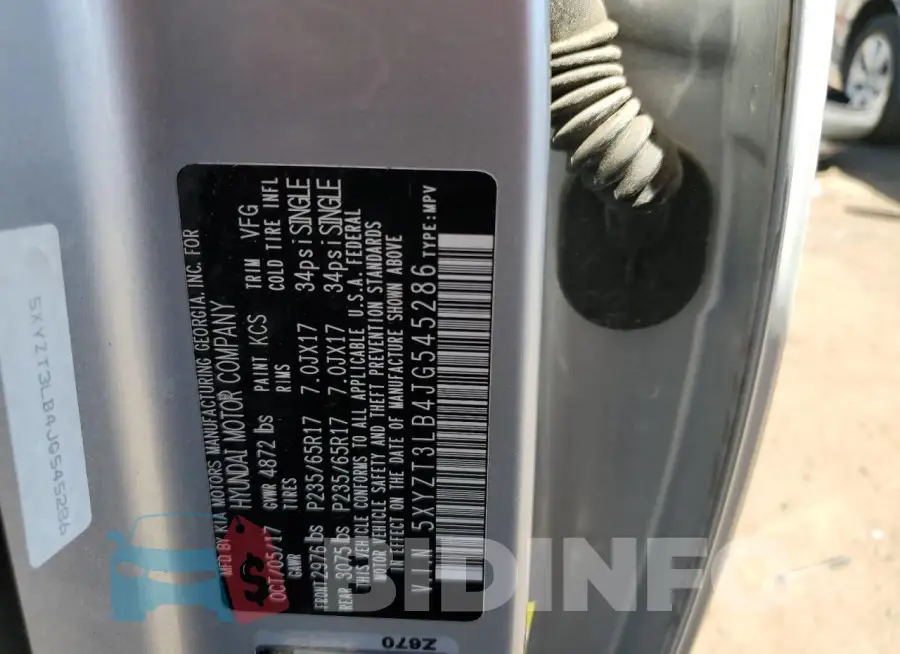 5XYZT3LB4JG545286 Photo# 13