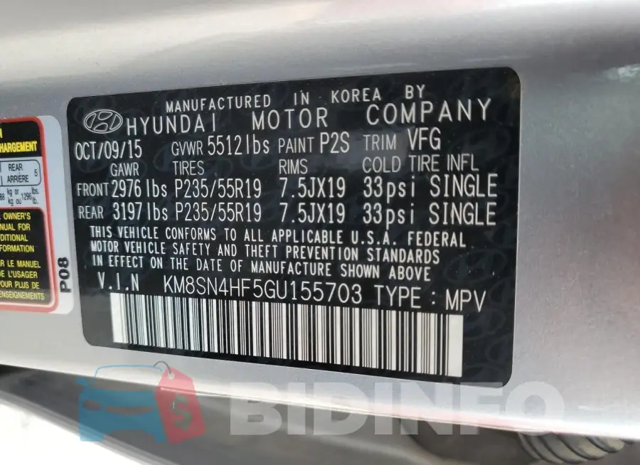 KM8SN4HF5GU155703 Photo# 13