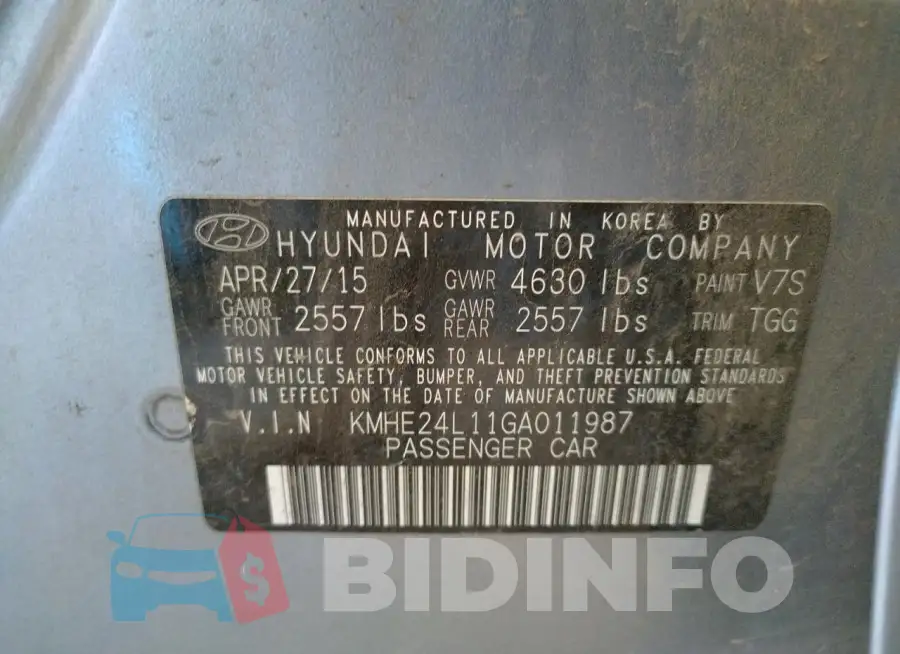KMHE24L11GA011987 Photo# 12