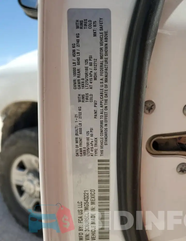 3C6UR5CL7MG543221 Photo# 12