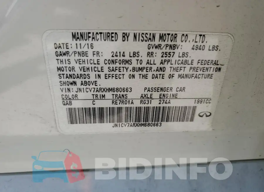 JN1CV7ARXHM680663 Photo# 12