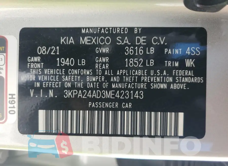 3KPA24AD3ME423143 Photo# 12