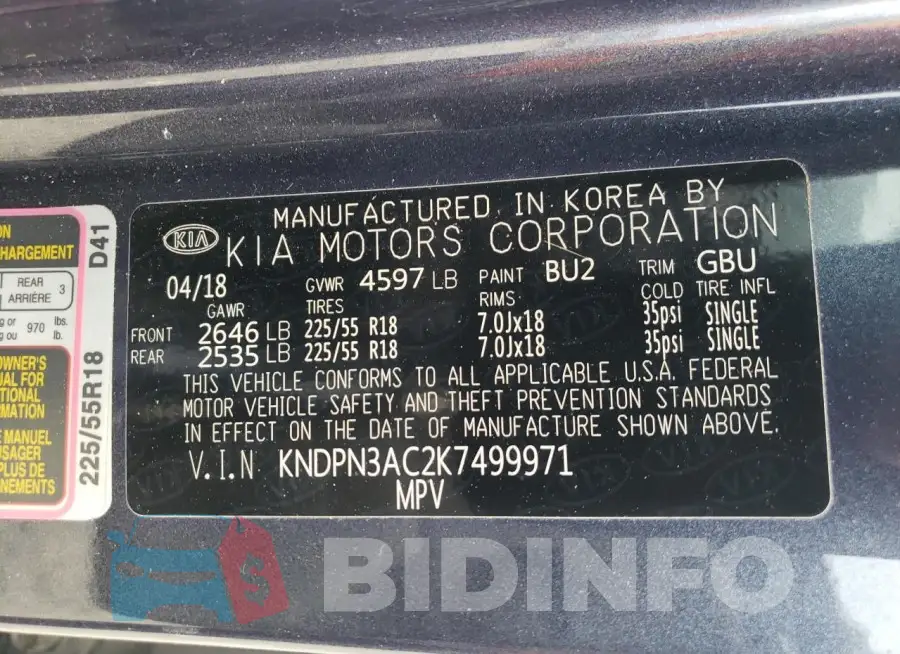 KNDPN3AC2K7499971 Photo# 14