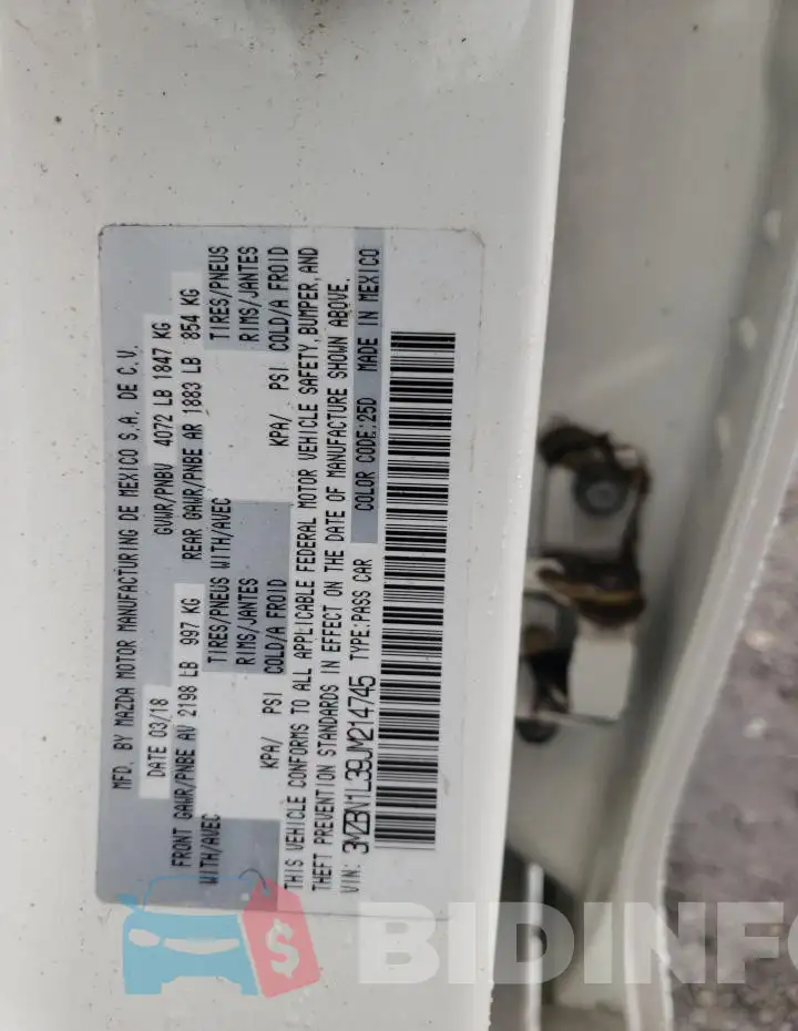 3MZBN1L39JM214745 Photo# 12