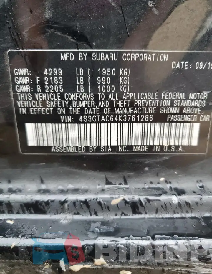 4S3GTAC64K3761286 Photo# 12