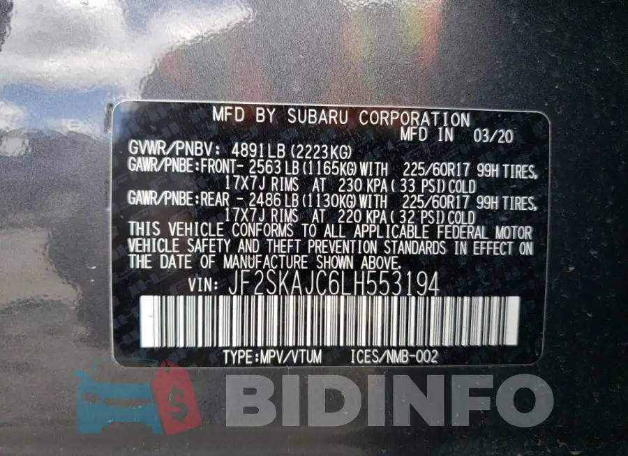 JF2SKAJC6LH553194 Photo# 13
