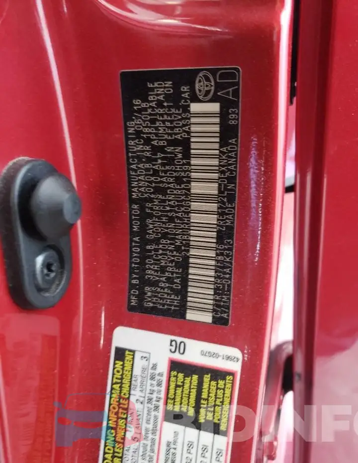2T1BURHE0GC701591 Photo# 13