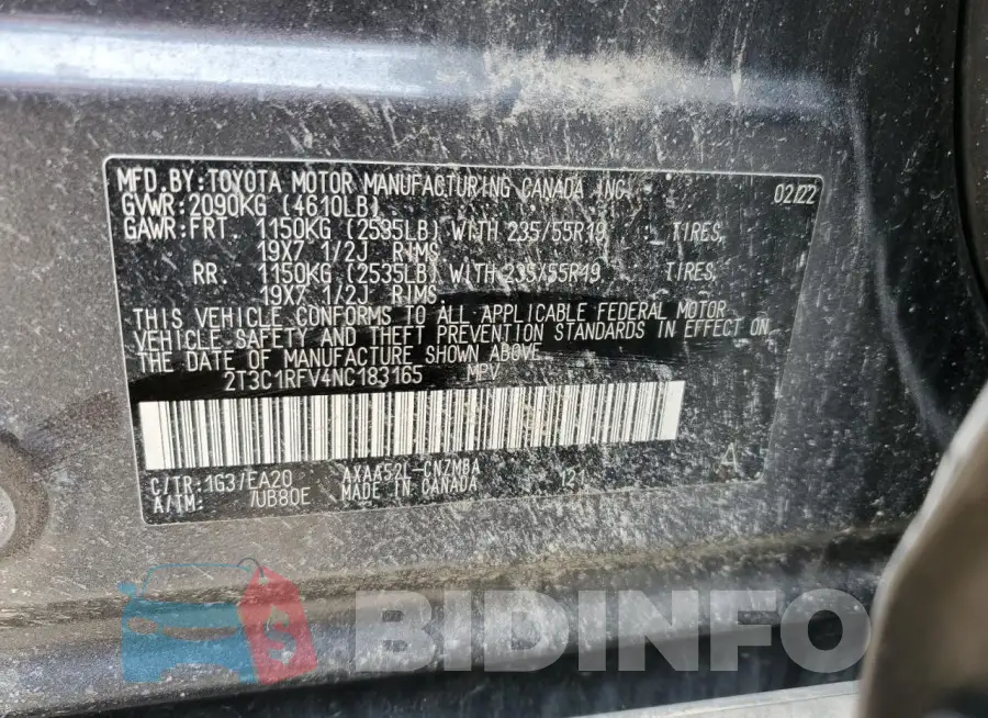 2T3C1RFV4NC183165 Photo# 13