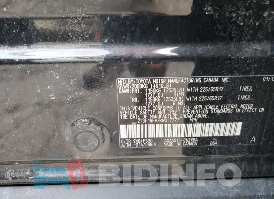 2T3F1RFV7KW017777 Photo# 13