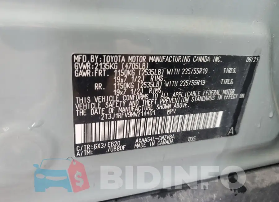 2T3J1RFV9MW214401 Photo# 12