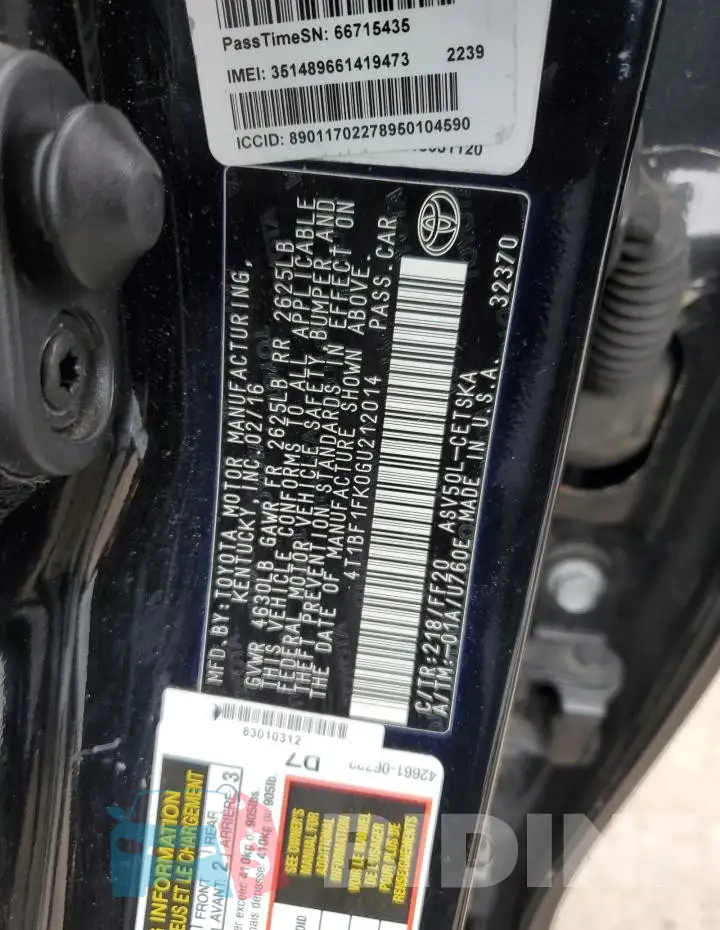 4T1BF1FK0GU212014 Photo# 12
