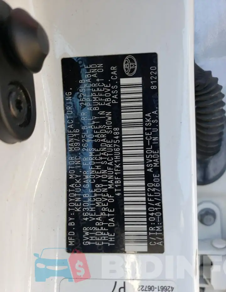 4T1BF1FK1HU675488 Photo# 12