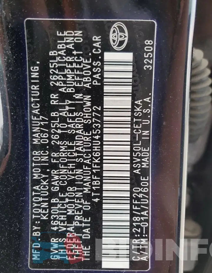 4T1BF1FK6HU453772 Photo# 12