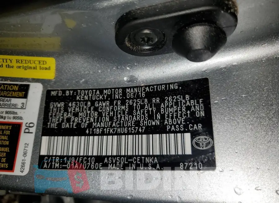 4T1BF1FK7HU615747 Photo# 12