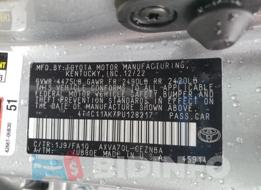 4T1C11AK7PU128217 Photo# 13