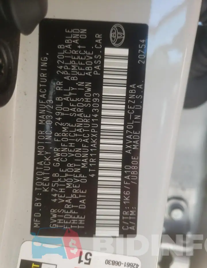 4T1R11AKXPU143093 Photo# 12
