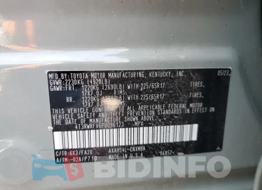 4T3RWRFV6PU096123 Photo# 14