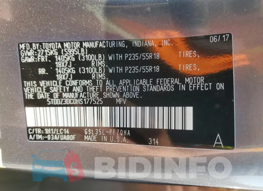 5TDDZ3DC0HS177525 Photo# 13